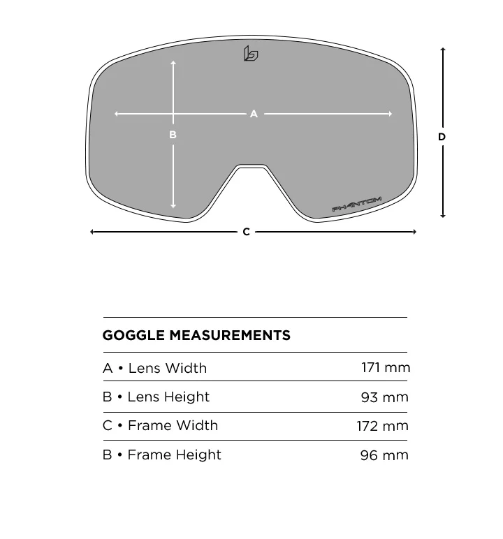 Goggle measurement diagram